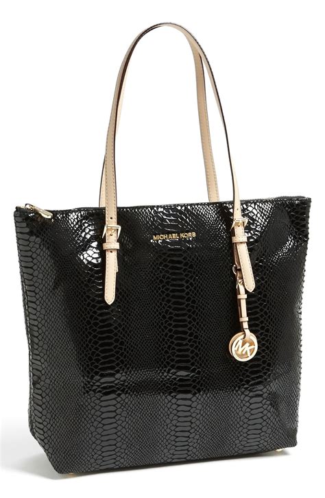 michael kors black purse nordstrom|Michael Kors black patent tote.